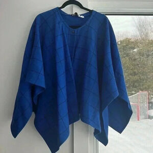 🔥vuokko🔥 | Vintage blue tartan virgin wool  cape